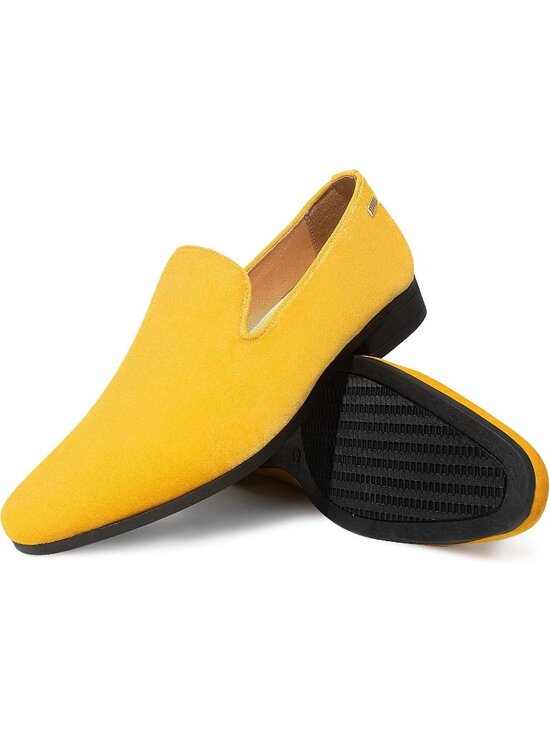 UUBARIS Men\'s Yellow West Velvet Loafers Slip On Tuxedo Fashion Style Shoes main image 5